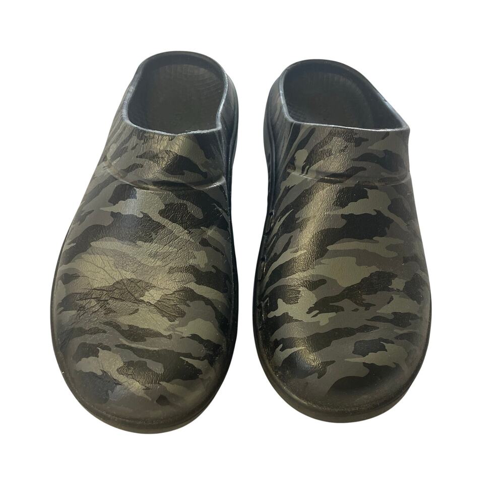 OOFOS Comfort Recovery Black Gray Camouflage Clog Mules EU 38 W 8 M 5